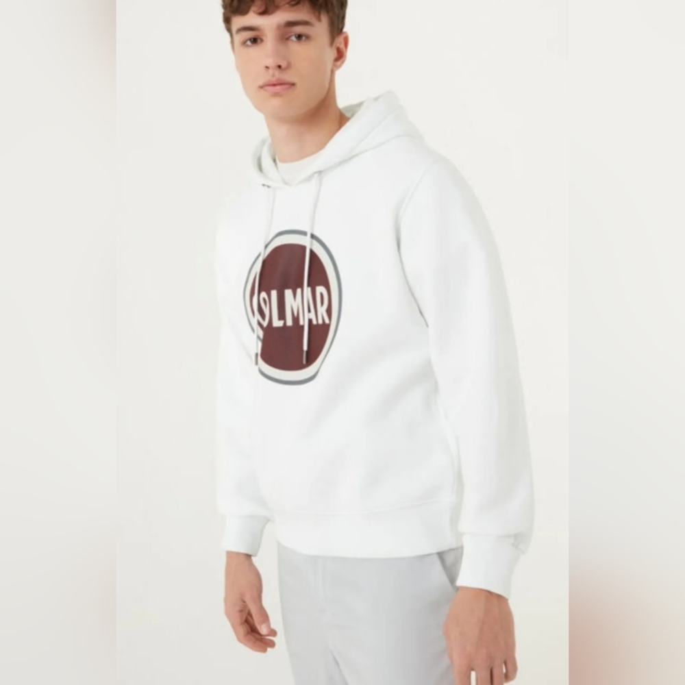 COLMAR White Mountaneering Men's Large Hooded LOGO Sweatshirt NWT